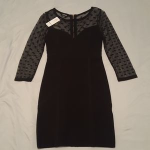 Bebe polka dot sleeve bodycon dress